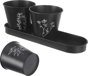 Doniczka na zioła na podstawce BLACKLINE 4 el. 3
