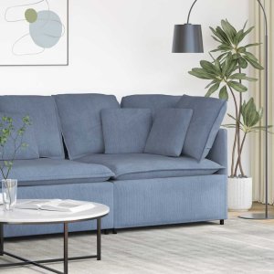 Modułowy Narożnik Sofa z Poduszkami Niebieski 100 cm 1