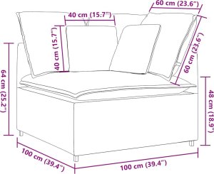 Modułowy Narożnik Sofa z Poduszkami Taupe 100 cm 8
