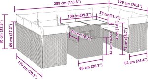 10-cz. zestaw mebli z poduszkami, brązowy, polirattan i akacja 12