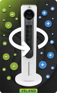 WENTYLATOR KOLUMNOWY WODNY PODŁOGOWY JONIZACJA OSCYLACJA WYŚWIETLACZ PILOT 6