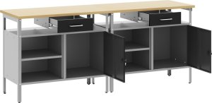 vidaXL Zestaw 2 Czarny i Szary Stal Ławka warsztatowa Prostokątna 2