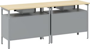 vidaXL Zestaw 2 Czarny i Szary Stal Ławka warsztatowa Prostokątna 8