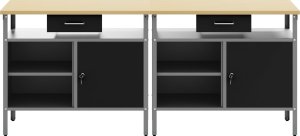 vidaXL Zestaw 2 Czarny i Szary Stal Ławka warsztatowa Prostokątna 10