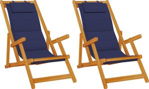 vidaXL Składane krzesła plażowe Zestaw 2 krzeseł Niebieski 4