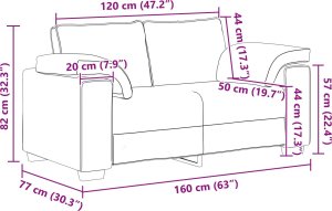 vidaXL Zestaw 2 Jasnoszary Metal, Drewno, Tkanina, Pianka 160x77x82cm 9