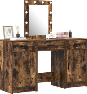 vidaXL Zestaw 3 Wędzony dąb MDF, szkło Duży Schowek Toaletka 2