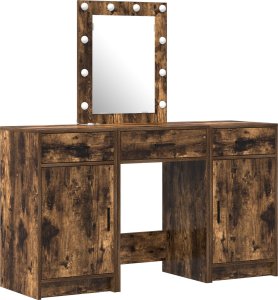 vidaXL Zestaw 3 Wędzony dąb MDF, szkło Duży Schowek Toaletka 6