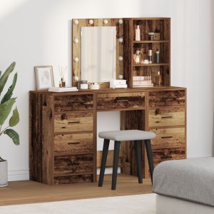 vidaXL Zestaw 3 Stare drewno Drewno Szuflady Rustykalny highboard 1