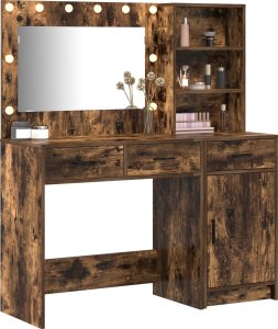 vidaXL Zestaw 2 Wędzone dębowe Drewno inżynieryjne Standardowy Lustro 2