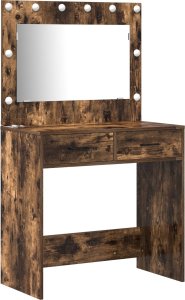 vidaXL Zestaw 2 Wędzone dębowe Drewno inżynieryjne Standardowy Lustro 3