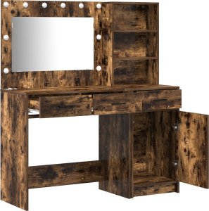 vidaXL Zestaw 2 Wędzone dębowe Drewno inżynieryjne Standardowy Lustro 5