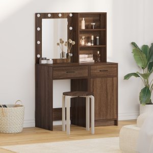 vidaXL Zestaw 2 Brązowy dąb Drewno i materiały drewnopochodne Standard 1