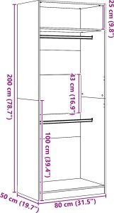 vidaXL Szafa Zestaw 2 Czarny dąb Drewno inżynieryjne 80 x 50 x 200 cm 9