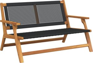 vidaXL Czarny Drewno Średni Wytrzymała Ławka na zewnątrz Prostokątna 2