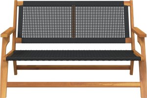 vidaXL Czarny Drewno Średni Wytrzymała Ławka na zewnątrz Prostokątna 5