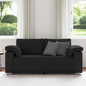 vidaXL Sofa Czarna Metal, drewno, tkanina tekstylna, pianka, włókno PP 3
