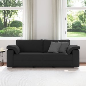 vidaXL Sofa Czarna Metal, Drewno, Pianka, Włókno PP, Textilene 3