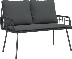 vidaXL Zestaw 2 Czarny Rattan Średni Lekki Sofa ogrodowa 3