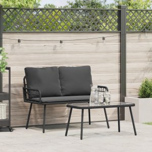 vidaXL Zestaw 2 Czarny Rattan Średni Lekki Sofa ogrodowa 6