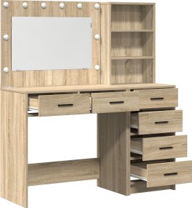 vidaXL Zestaw 2 Sosnowy dąb Drewno inżynieryjne Standard Lustro 5