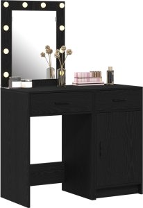 vidaXL Zestaw 2 Czarne dębowe Kompozyt drewniany Średni Toaletka 2