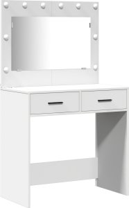 vidaXL Zestaw 3 Biały MDF, Szkło Kompaktowy Toaletka Prostokątna 3