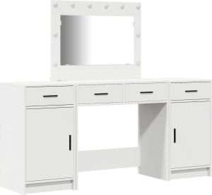 vidaXL Zestaw 3 Biały MDF, Szkło Kompaktowy Toaletka Prostokątna 6