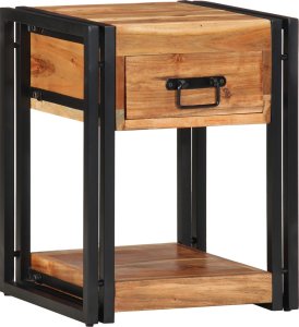 vidaXL Stolik Nocny Brązowy Lite drewno akacjowe, Żelazo 40 x 35 x 50 cm 1