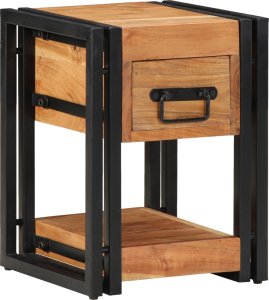 vidaXL Szafka nocna Brązowa Lite drewno akacjowe, Żelazo 30 x 30 x 40 cm 3