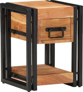vidaXL Szafka nocna Brązowa Lite drewno akacjowe, Żelazo 30 x 30 x 40 cm 4