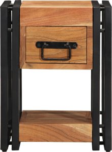 vidaXL Szafka nocna Brązowa Lite drewno akacjowe, Żelazo 30 x 30 x 40 cm 6