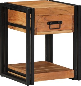 vidaXL Stolik nocny Brązowy Lite drewno akacjowe, Żelazo 40 x 40 x 50 cm 4