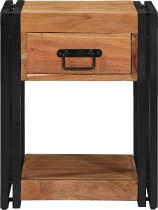 vidaXL Stolik nocny Brązowy Lite drewno akacjowe, Żelazo 40 x 40 x 50 cm 6