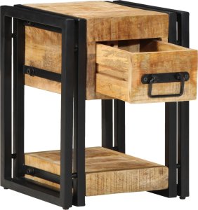 vidaXL Szafka Nocna Brązowa Lite drewno mango, Żelazo 40 x 40 x 40 cm 2