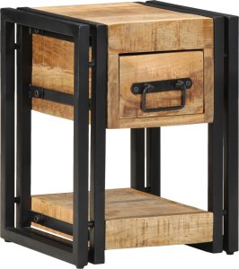 vidaXL Szafka Nocna Brązowa Lite drewno mango, Żelazo 40 x 40 x 40 cm 3