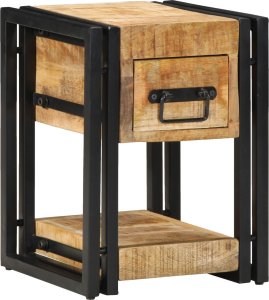 vidaXL Szafka Nocna Brązowa Lite drewno mango, Żelazo 40 x 40 x 40 cm 4