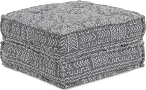 vidaXL Pufa Szara Materiał: 100% bawełna 70 x 70 x 36 cm Pufa bawełniana 4