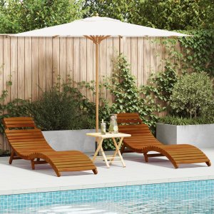 vidaXL Leżak brązowy Zestaw 2 sztuk Mocne drewno akacjowe 184 x 55 x 64 cm 2