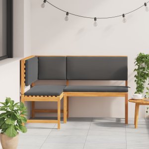 vidaXL Antracytowy Lite drewno Wiele miejsc Sofa ogrodowa Nowoczesna 3