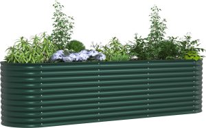 vidaXL Donica ogrodowa Zielona Stal ocynkowana 320 x 80 x 81 cm Trwała 2