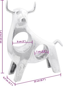 vidaXL Rzeźba Srebrna Aluminium 22 x 9.5 x 34 cm 9