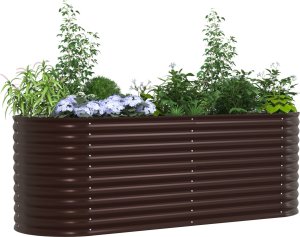 vidaXL Podwyższone łóżko ogrodowe Brązowe Stal ocynkowana 240 x 80 x 81 cm 2