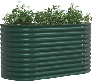 vidaXL Podwyższona Grządka Ogrodowa Zielona Stal ocynkowana 2