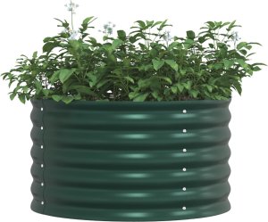 vidaXL Podniesiony ogród Zielony Stal ocynkowana 80 x 80 x 44 cm Trwały 2