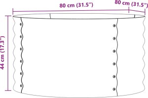 vidaXL Podniesiony ogród Zielony Stal ocynkowana 80 x 80 x 44 cm Trwały 10