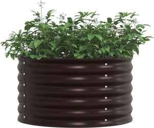 vidaXL Owalna donica ogrodowa Brązowa Stal ocynkowana 80 x 80 x 44 cm 2
