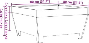 Palenisko ogrodowe vidaXL Czarny Stal walcowana na zimno 80 x 80 x 43 cm Trwały 10