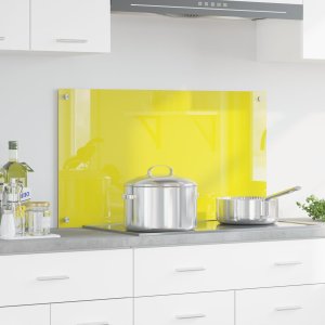 vidaXL Zasłona kuchenna Żółta Szkło hartowane 90 x 50 x 0.6 cm Trwała 1