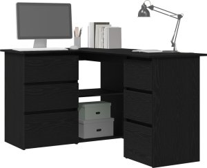 vidaXL biurko narożne czarny dąb duże 2